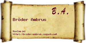 Bröder Ambrus névjegykártya
