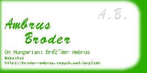 ambrus broder business card
